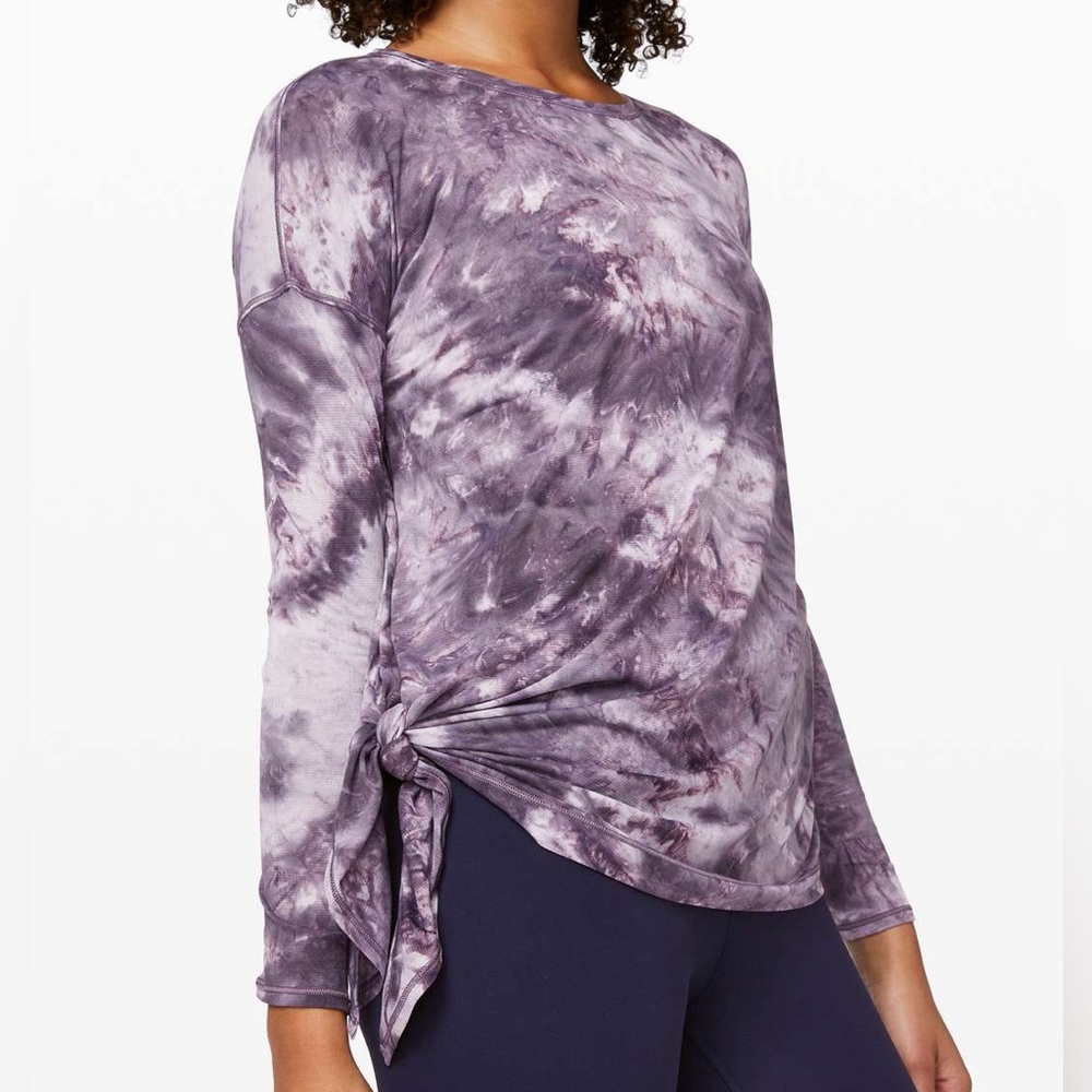 Lululemon To The Point Long Sleeve Tie Shirt Diamond Dye Glacier Grey Moonwalk